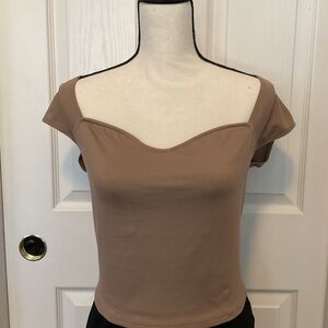 Hollister Tan Seamless Sweetheart Neck Top